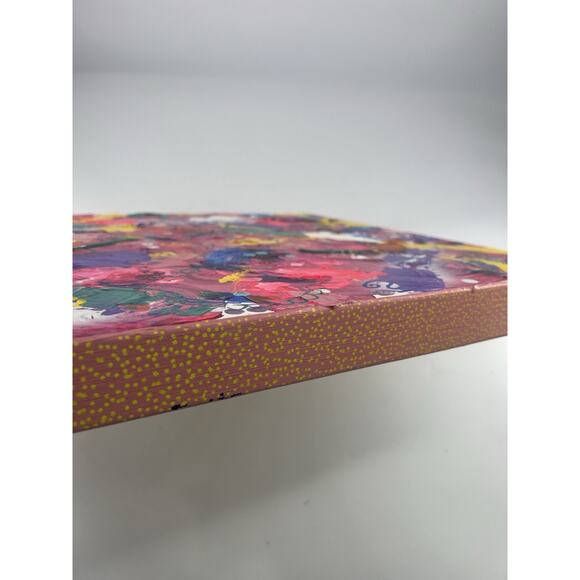 Handmaid Painting Pink Acrylic Canvas Abstract Home Decor Art Multicolor 16 x 16 - Picture 7 of 11